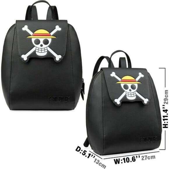 ?Women Teens Black One Piece Mini PU Leather Adjustable Strap Kawaii Travel Bag main image 5